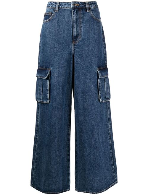 Self-Portrait denim cargo pants