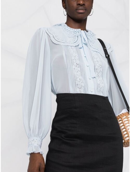 Self-Portrait broderie-collar shirt