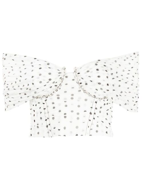 Self-Portrait polka-dot print cropped top