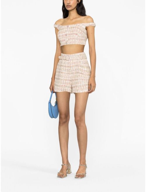 Self-Portrait tweed sleeveless cropped top