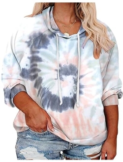 VISLILY Plus-Size Hoodies for Women Tie Dye Sweatshirts Tops