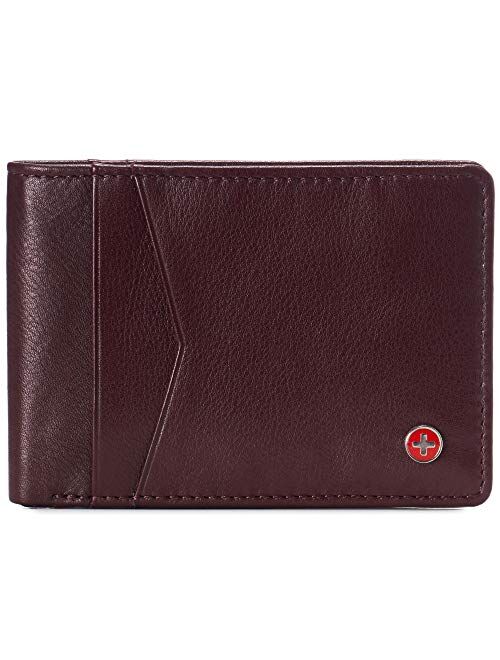 Alpine Swiss Delaney Mens Slimfold RFID Protected Wallet Nappa Leather Comes in a Gift Box Black