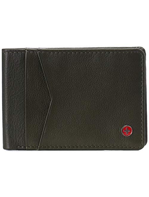 Alpine Swiss Delaney Mens Slimfold RFID Protected Wallet Nappa Leather Comes in a Gift Box Black