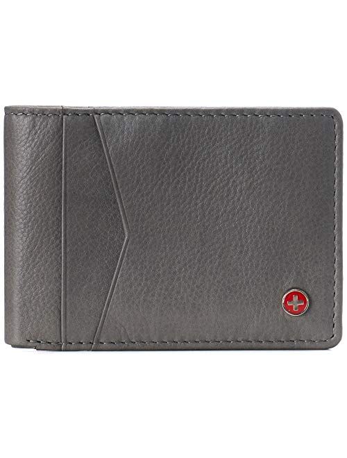 Alpine Swiss Delaney Mens Slimfold RFID Protected Wallet Nappa Leather Comes in a Gift Box Black