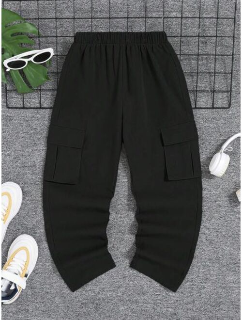 SHEIN Kids HYPEME Tween Boy Flap Pocket Side Cargo Pants