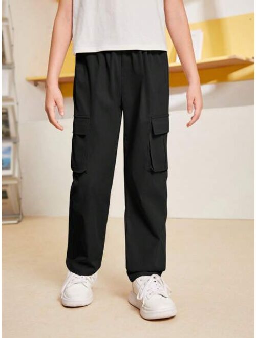 SHEIN Kids HYPEME Tween Boy Flap Pocket Side Cargo Pants