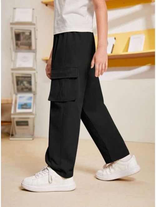 SHEIN Kids HYPEME Tween Boy Flap Pocket Side Cargo Pants