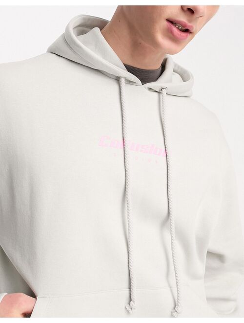 COLLUSION logo hoodie in light gray