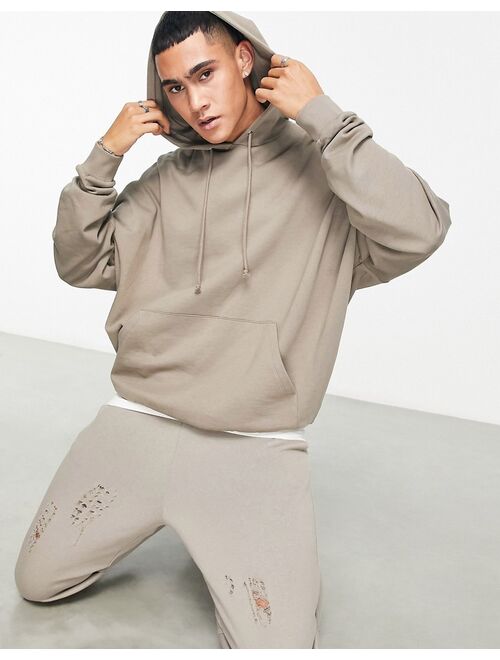 ASOS DESIGN super oversized hoodie in brown