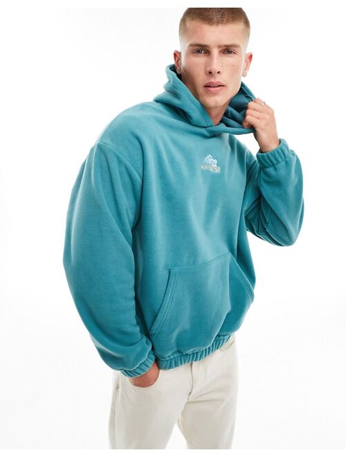 ASOS DESIGN oversized hoodie with back print in teal fleece