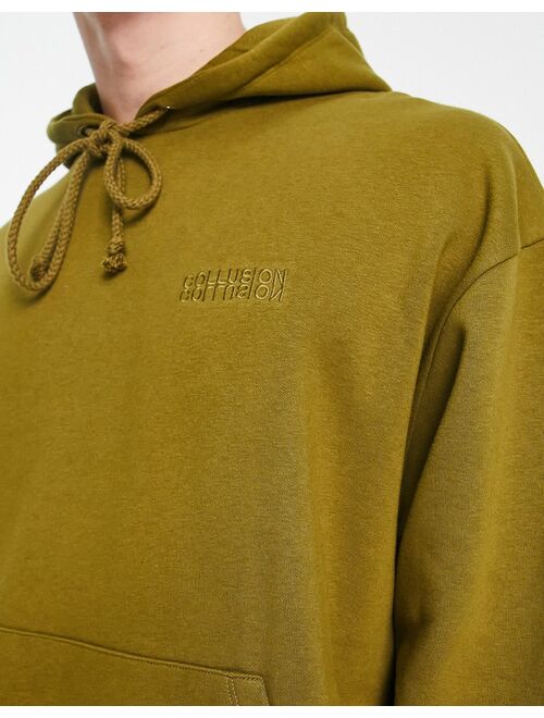 COLLUSION hoodie with mirror print in washed green