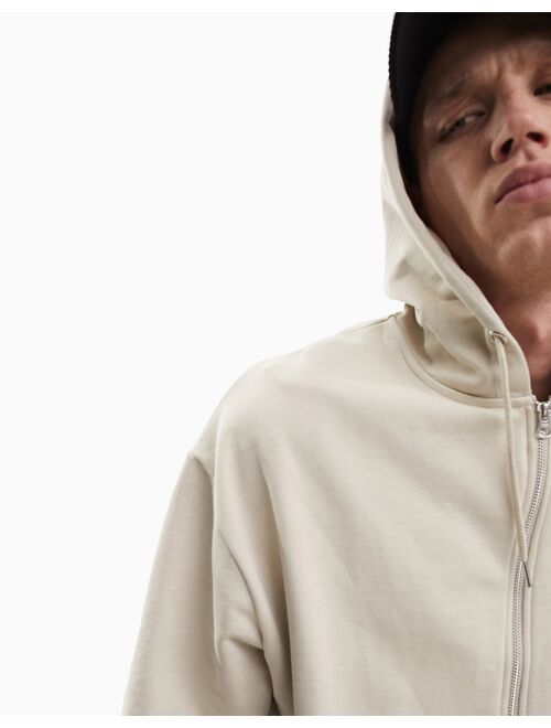 ASOS DESIGN oversized zip up hoodie in beige