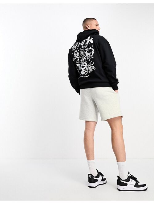 Jack & Jones Originals oversized hoodie with chaos back print in black