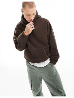 oversized fleece hoodie in brown