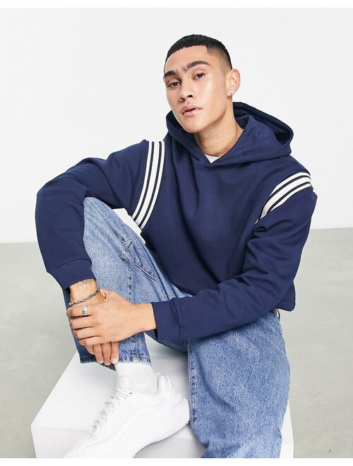 ASOS DESIGN oversized hoodie in navy with insert panels