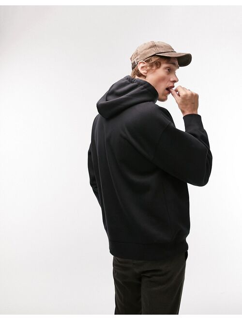 Topman heavyweight oversized hoodie in black