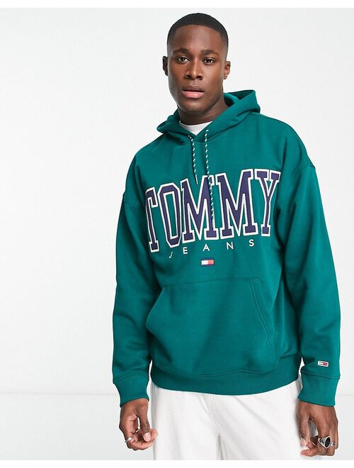 Tommy Jeans ASOS exclusive heritage capsule logo front hoodie skater fit in mid green