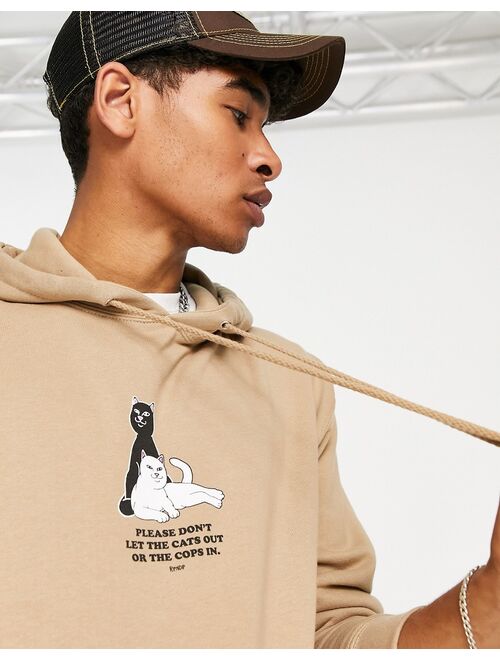 Rip N Dip RIPNDIP keep the cats in pullover hoodie in beige with chest print