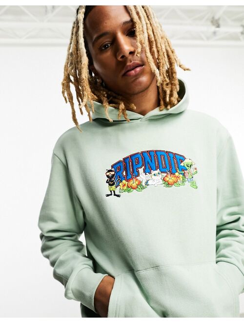 Rip N Dip RIPNDIP pullover hoodie in sage green with varsity logo print