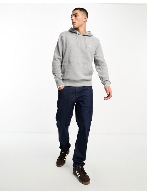 Fred Perry tipped hoodie in steel heather gray