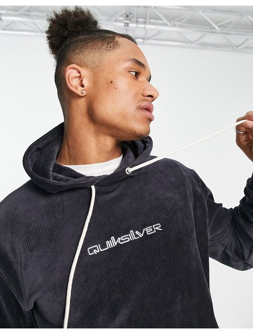 Quiksilver knitted cord hoodie in black