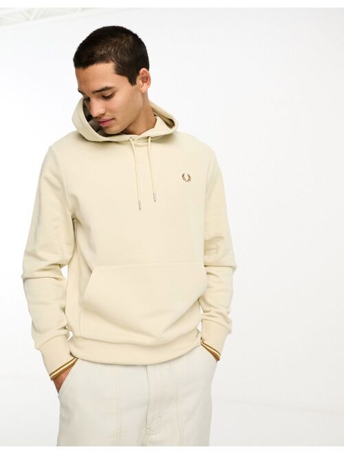 Fred Perry tipped hoodie in oatmeal