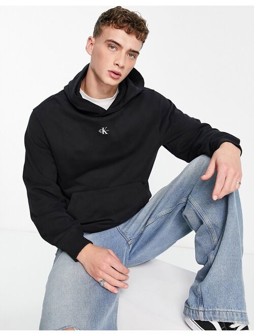 Calvin Klein Jeans micro monologo relaxed fit hoodie in black