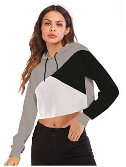 Women's Summer Long Sleeve Crop Top Hoodie Workout Casual Cute Pullover Cropped Sweatshirt