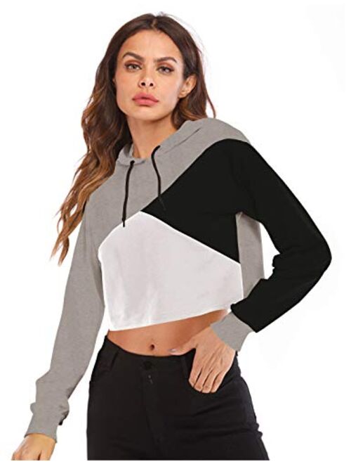 HIOINIEIY Women's Summer Long Sleeve Crop Top Hoodie Workout Casual Cute Pullover Cropped Sweatshirt