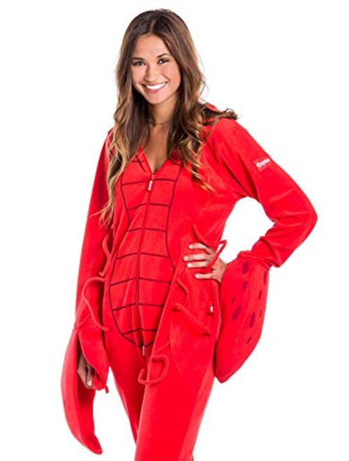 Tipsy Elves Halloween Womens Lobster Costume - Red Adult Onesie for Women - Adjustable Hood Antenna and Foam Claws