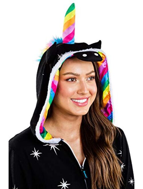 Tipsy Elves Costume Jumpsuit - Hooded Unicorn Onesie Halloween Costume for Women with Rainbow Tail