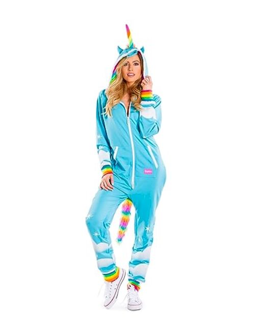 Tipsy Elves Costume Jumpsuit - Hooded Unicorn Onesie Halloween Costume for Women with Rainbow Tail