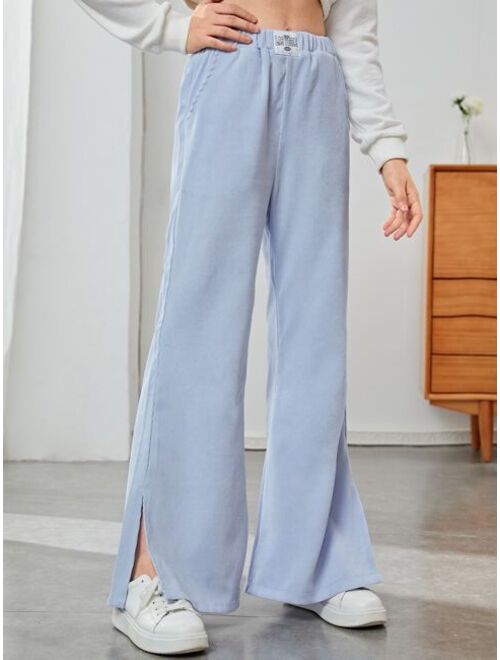 SHEIN Teen Girls Slit Hem Wide Leg Pants