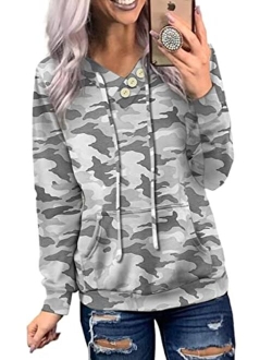 Women's Casual Long Sleeve Hoodies Sweatshirts Drawstring Pullover Tunic Tops With Pockets