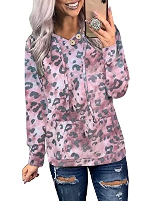 Dokotoo Women's Casual Long Sleeve Hoodies Sweatshirts Drawstring Pullover Tunic Tops With Pockets