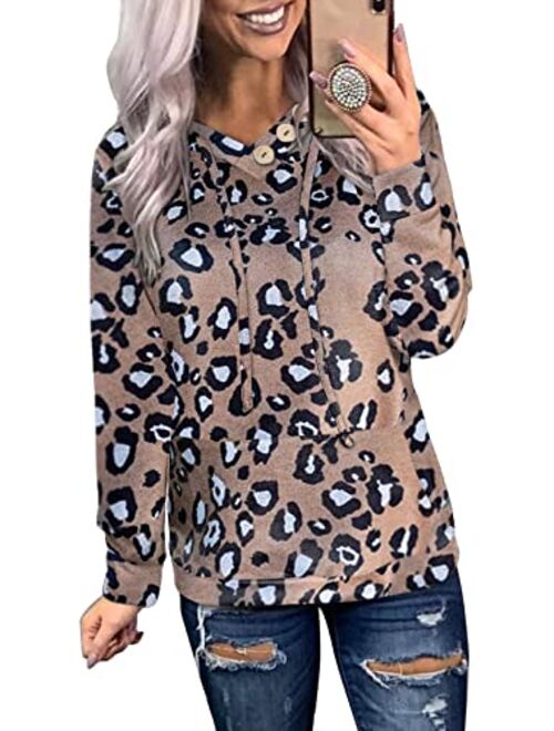 Dokotoo Women's Casual Long Sleeve Hoodies Sweatshirts Drawstring Pullover Tunic Tops With Pockets