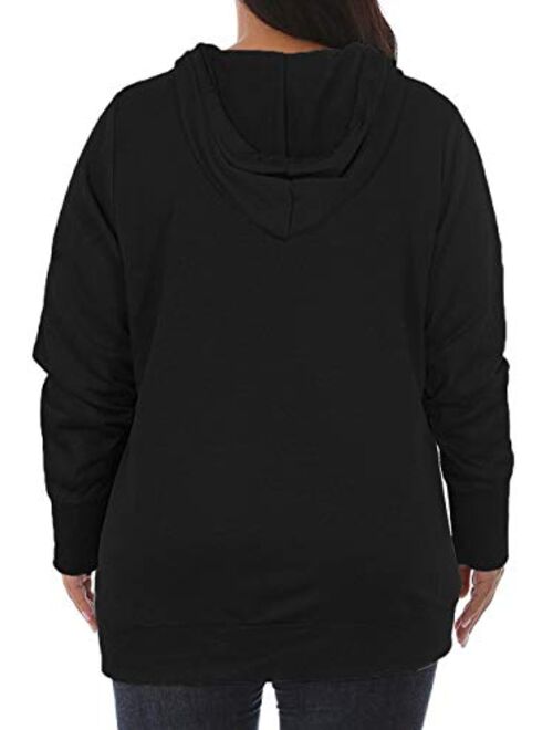 VISLILY Womens Plus-Size Hoodies V Neck Pullover Sweatshirts with Pocket