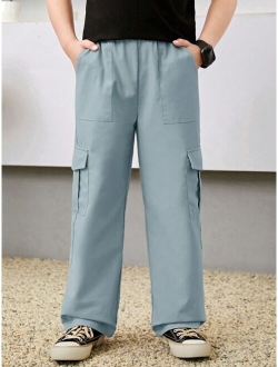 SHEIN Kids EVRYDAY Boys Flap Pocket Side Cargo Pants