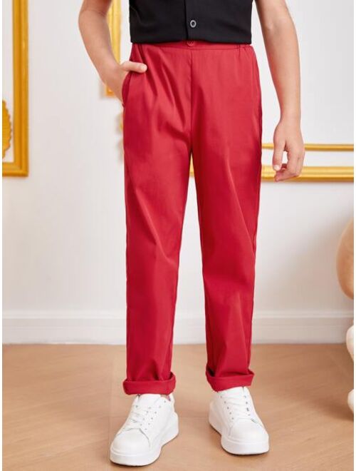 SHEIN Boys Solid Elastic Waist Pants