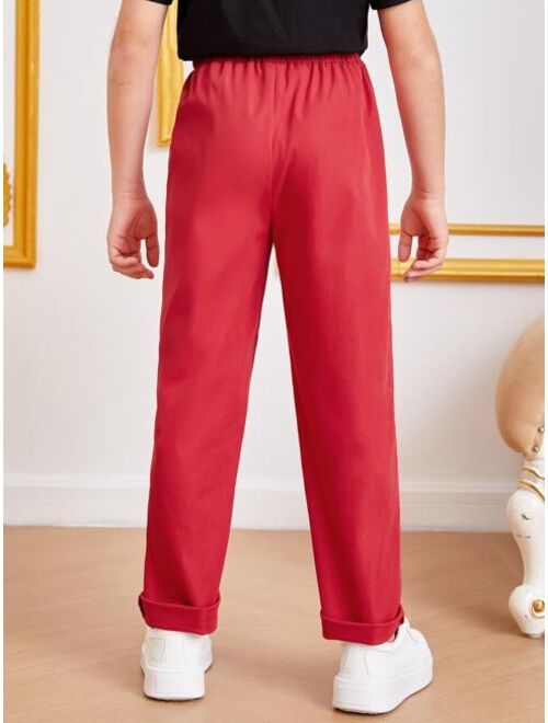 SHEIN Boys Solid Elastic Waist Pants