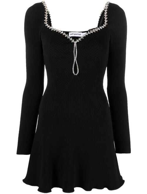 Self-Portrait rhinestone-embellished minidress