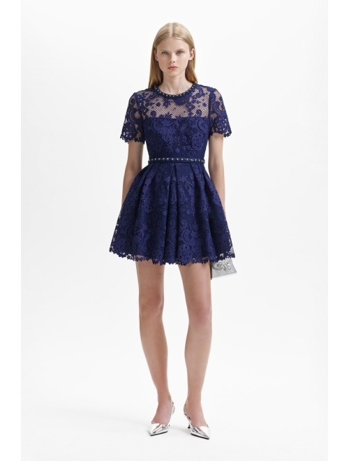 Self-Portrait guipure-lace embellished dress