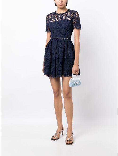 Self-Portrait guipure-lace embellished dress