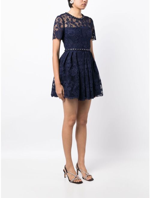 Self-Portrait guipure-lace embellished dress