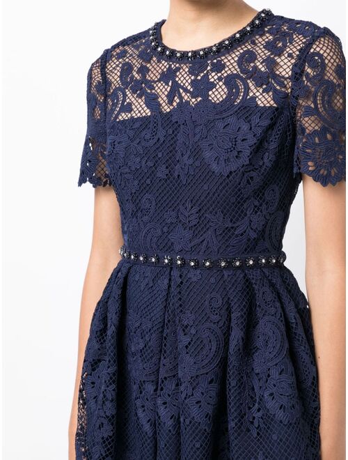 Self-Portrait guipure-lace embellished dress