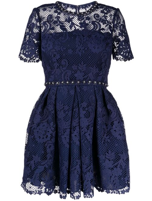 Self-Portrait guipure-lace embellished dress