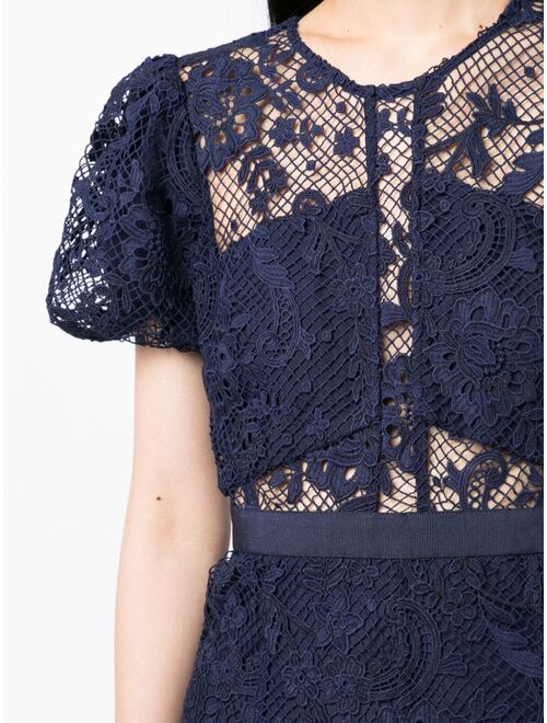 Self-Portrait guipure-lace midi dress