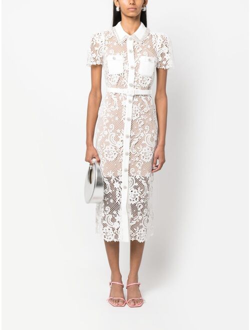 Self-Portrait short-sleeve lace midi dress