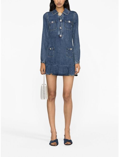 Self-Portrait flared denim minidress