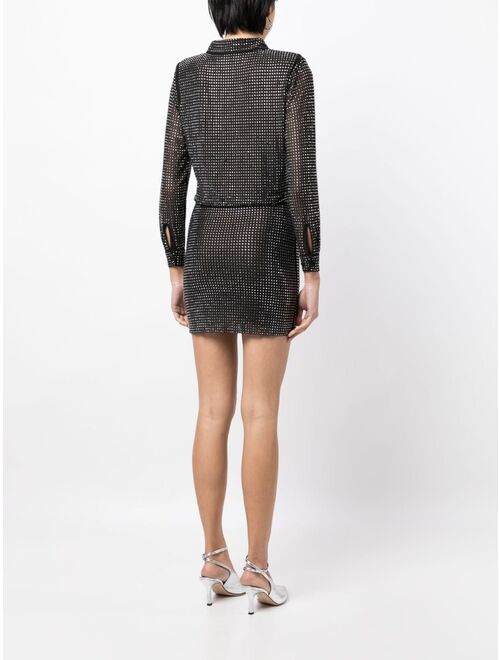 Self-Portrait crystal-embellished long-sleeve dress